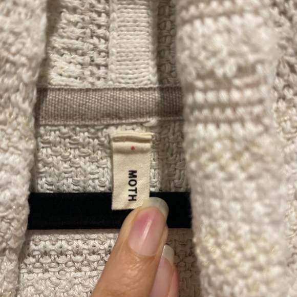 ANTHROPOLOGIE Moth Mahalia Kimono Cream/White Knit Cardigan - L - Picture 6 of 16